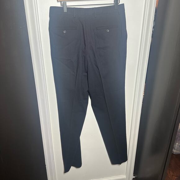 Pronto Uomo Men's Black Wool Flat Front Pockets Straight Leg Dress Pants Size 33 - Picture 3 of 10